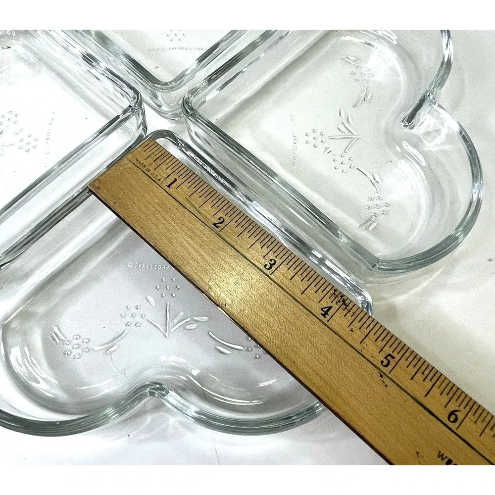 Pfaltzgraff Blossom Embossed‎ Heart Shaped Relish Tray Clover Leaf Clear Glass